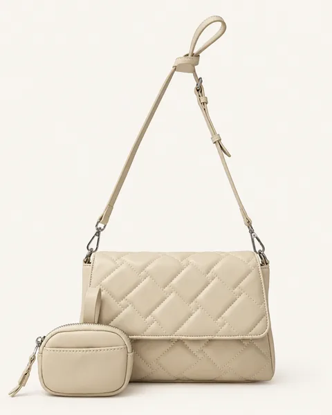 Ivory Quilted Flap Crossbody Bag — unbranded OEM development sample BR-CRB-002