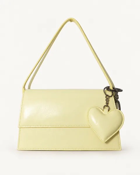 Pale Yellow Heart-Charm Shoulder Bag — unbranded OEM development sample BR-SHD-003